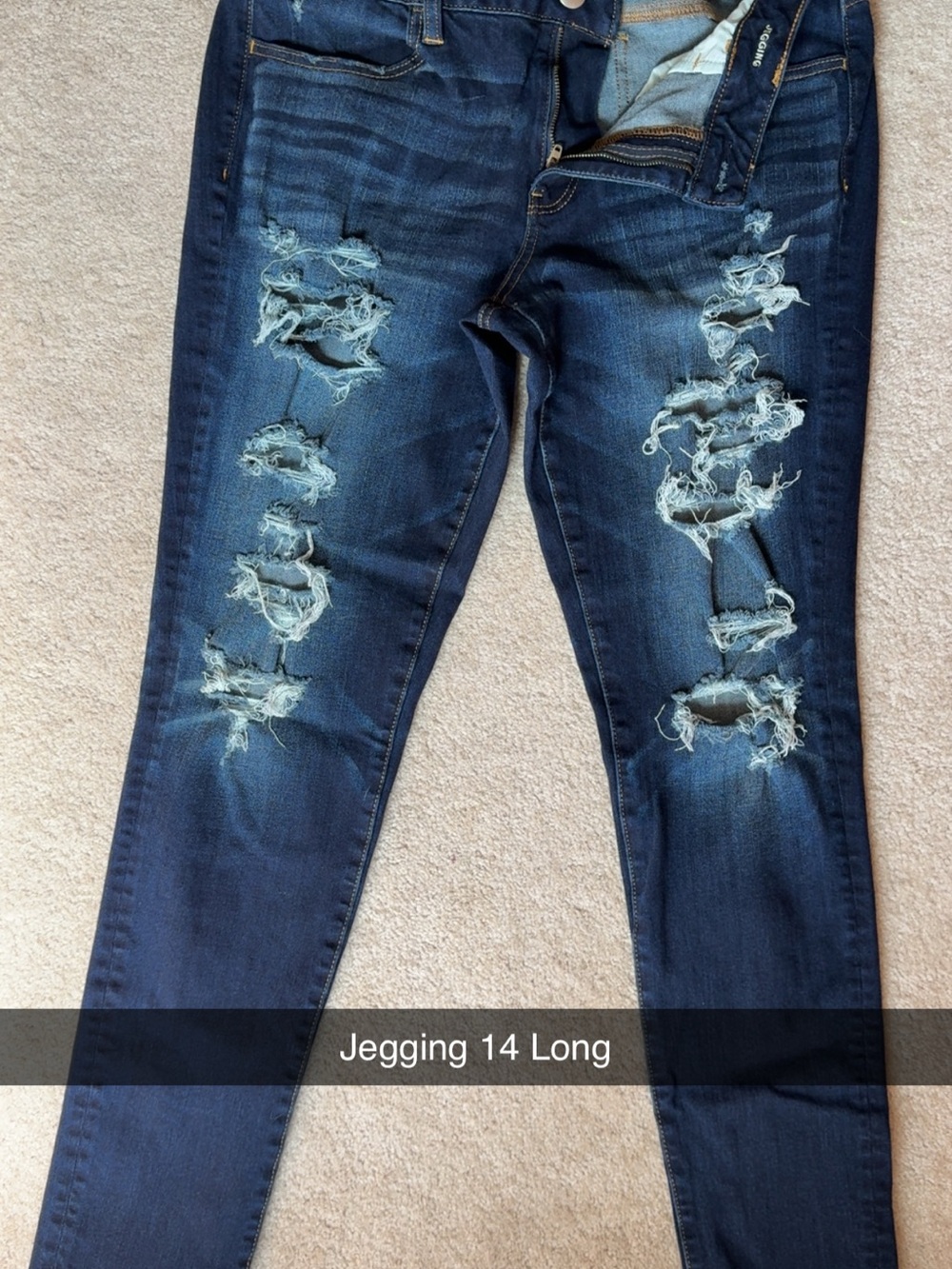 American Eagle Outfitters Dark Blue Distressed Jeggings